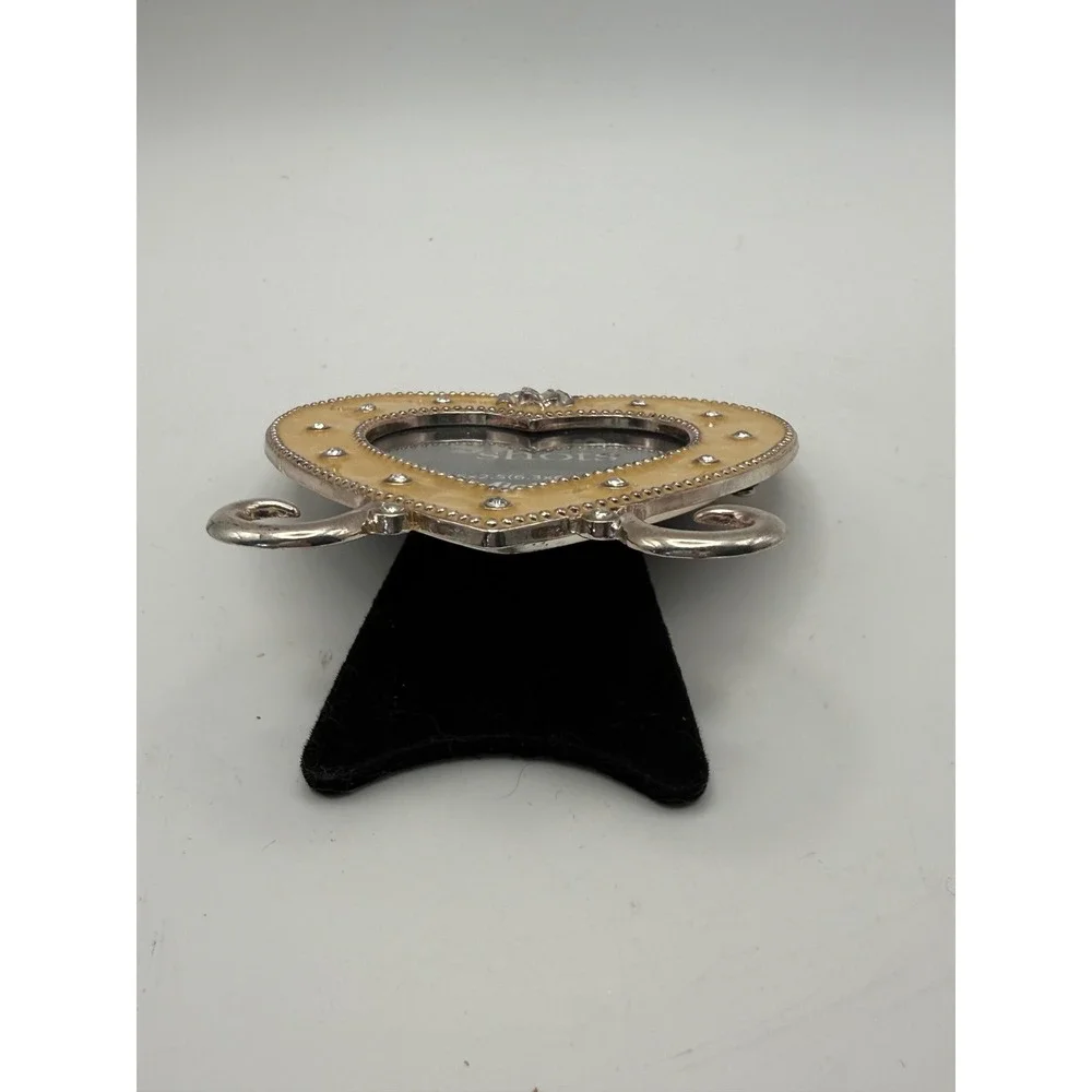 Michaels Snapshots Heart Picture‎ Frame Small Yellow Enamel Silver Rhinestone